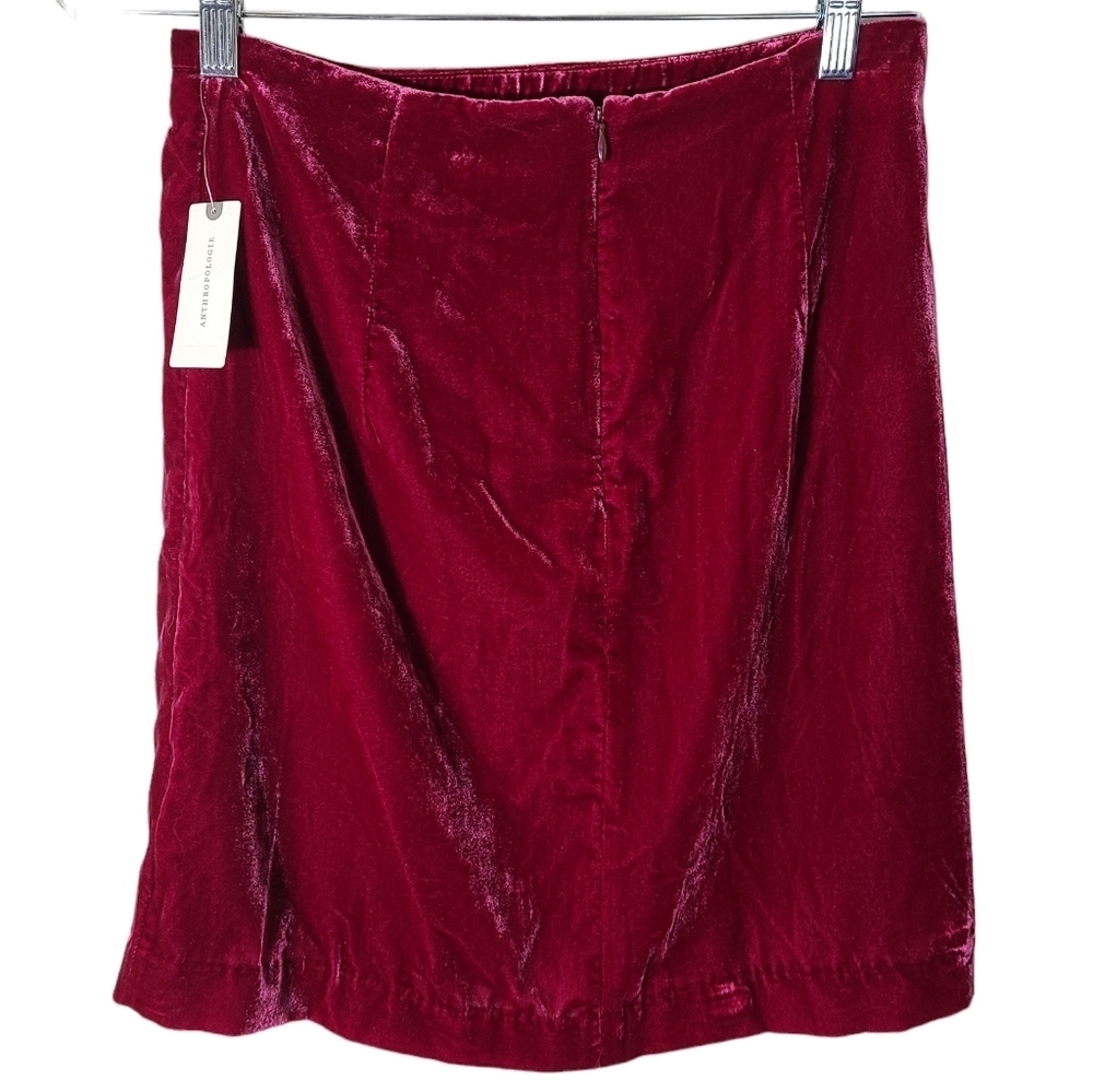 NEW Anthropologie Montie velvet mini skirt raspberry Women's 6 Holiday‎ - Picture 2 of 9